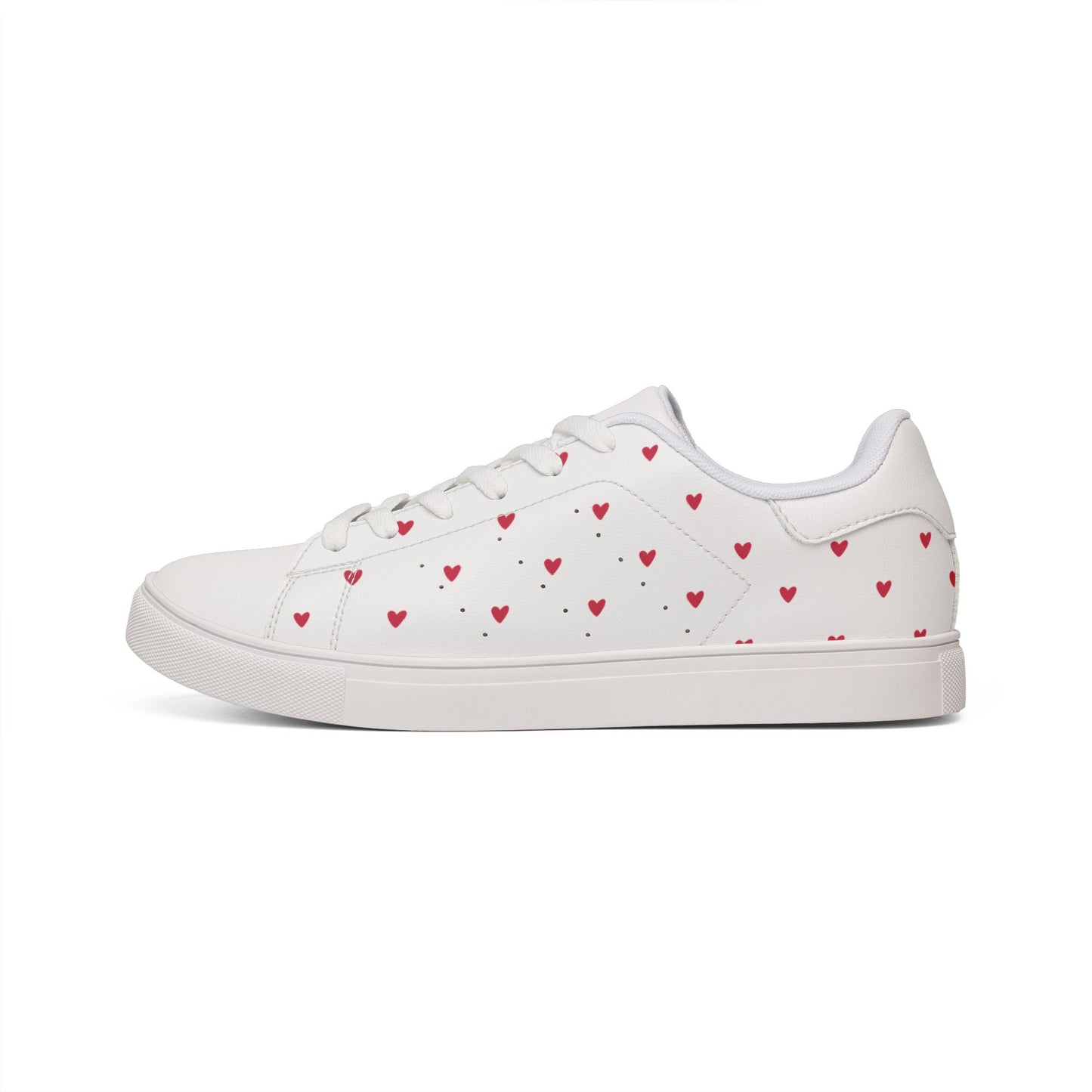 Lovely Heart - White Women's Low-Top Leather Sneakers