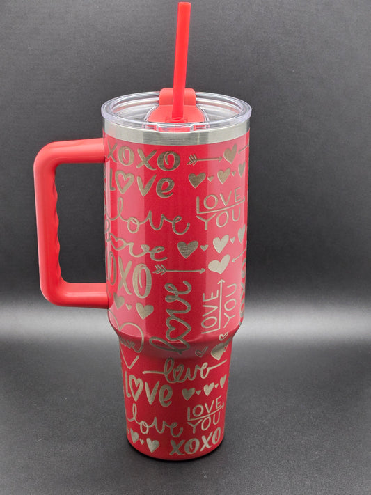 40oz Engraved Love XOXO Tumbler