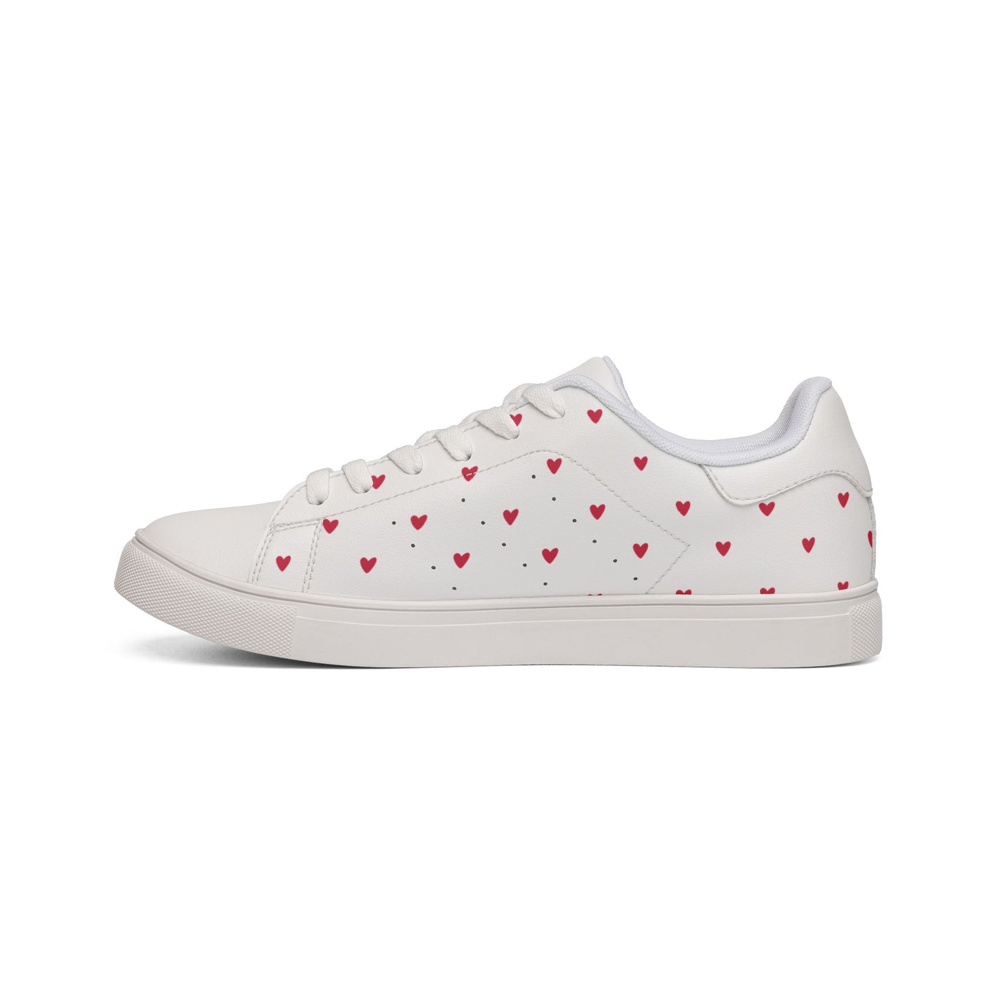 Lovely Heart - White Women's Low-Top Leather Sneakers