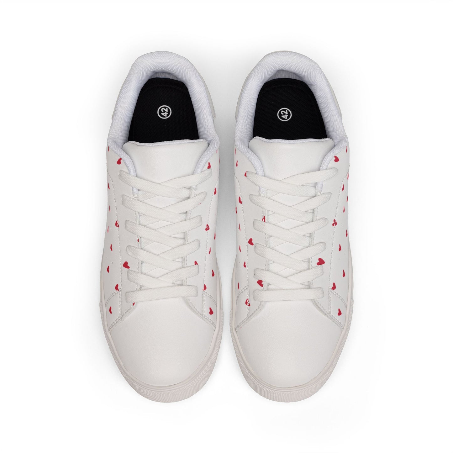 Lovely Heart - White Women's Low-Top Leather Sneakers