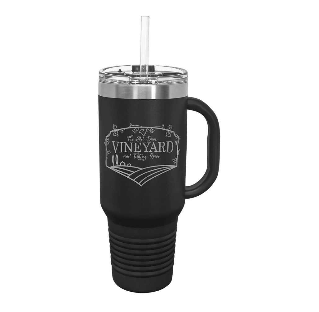 40oz Custom Engraved Travel Mug with Snap Lid & Straw