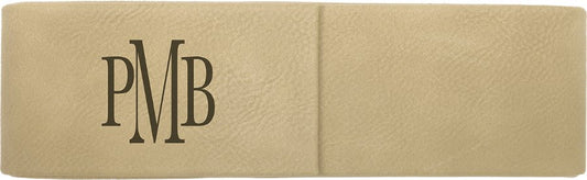 6 1/2" x 2" Light Brown Laserable Leatherette Double Pen Case