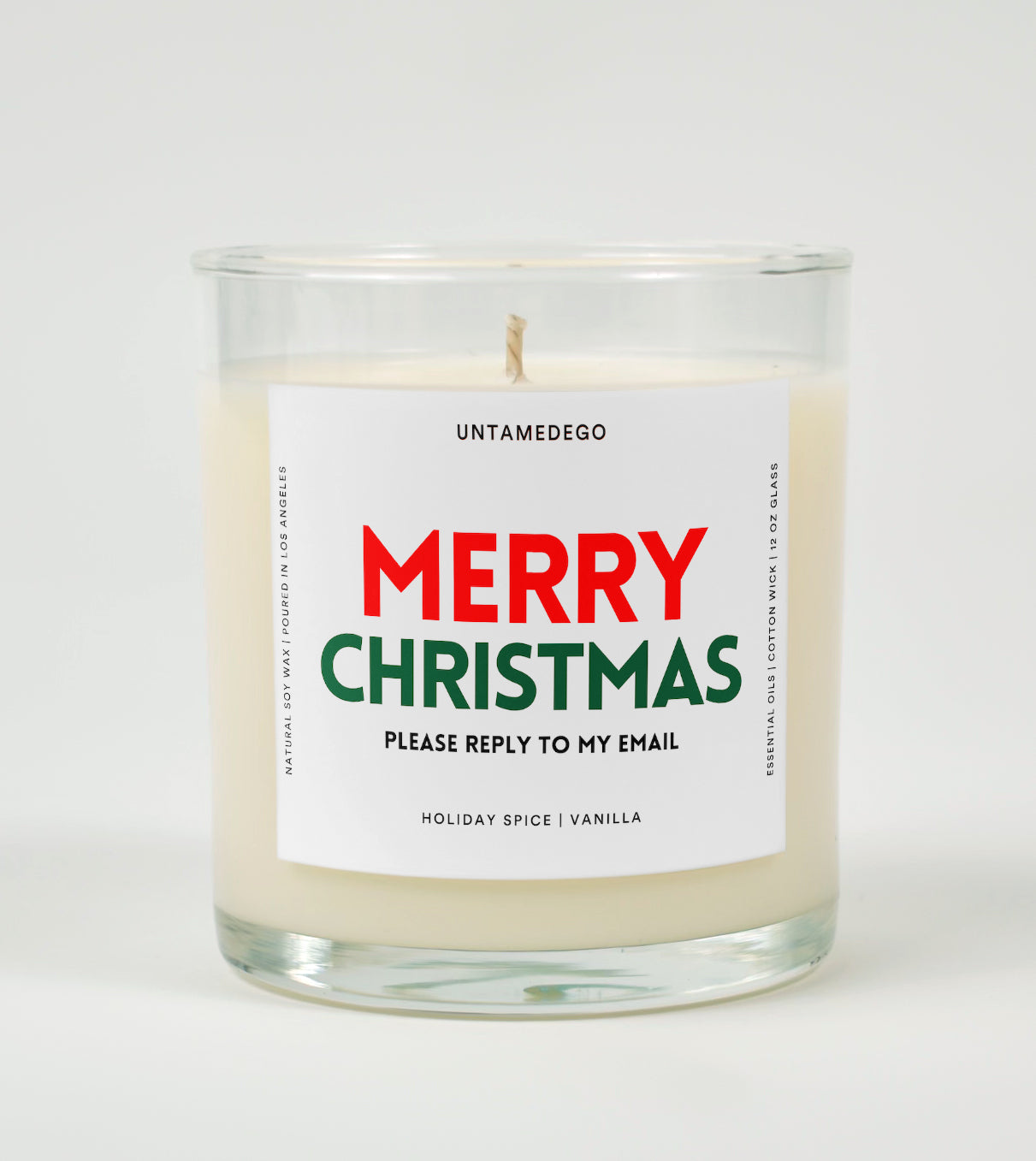 Merry Christmas Please Reply To My Email Glass Candle