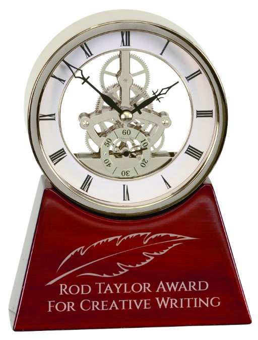 7 1/4" Executive Silver & Rosewood Piano Finish Clock