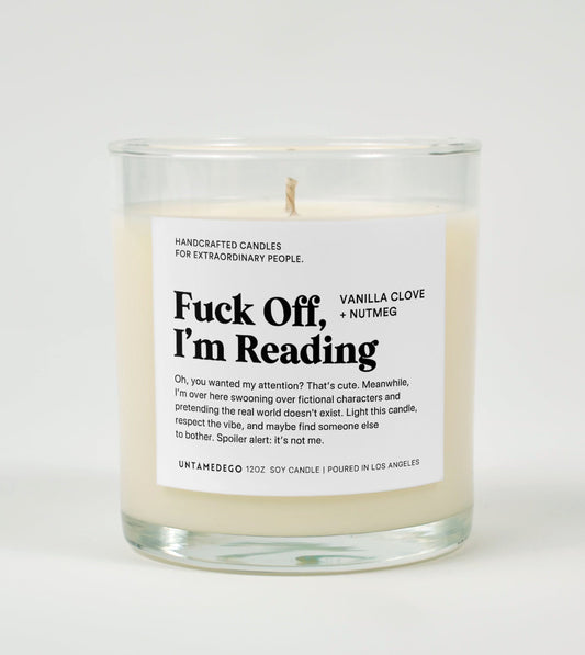 Fuck Off I'm Reading Glass Candle