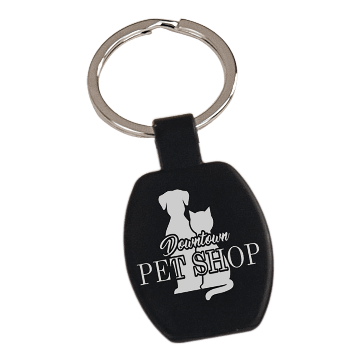 1 5/8" Black Laserable Rectangle Keychain