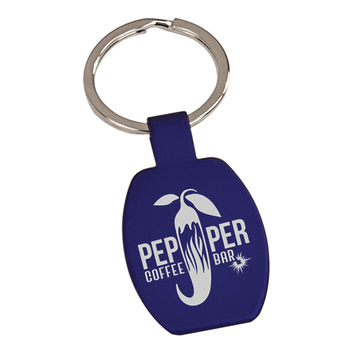 1 5/8" Blue Laserable Rectangle Keychain