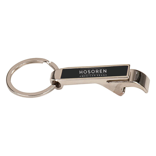 2 1/2" Black Laserable Bottle Opener Keychain