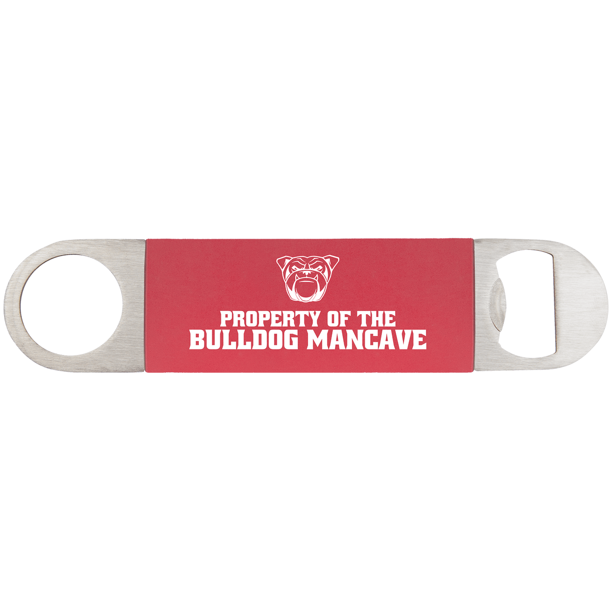 1 1/2" x 7" Red/White Bottle Opener with Silicone Grip