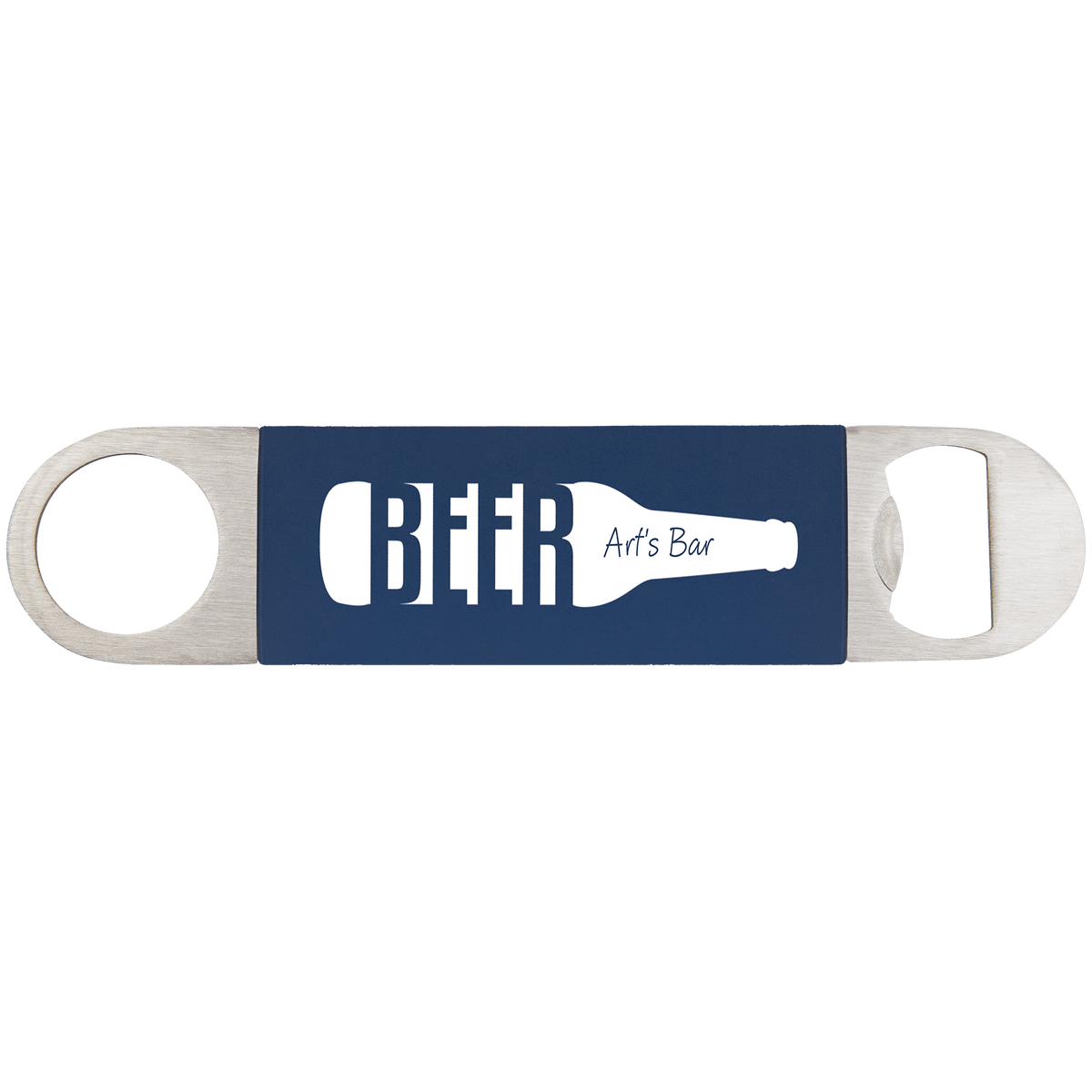 Navy Blue/White Bottle Opener with Silicone Grip