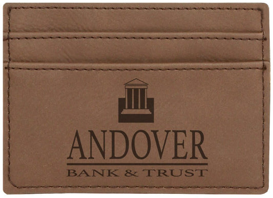 4" x 2 3/4" Dark Brown Laserable Leatherette Wallet Clip