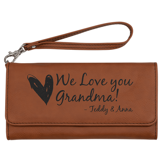 7 1/2" x 4" Rawhide Laserable Leatherette Wallet with Strap