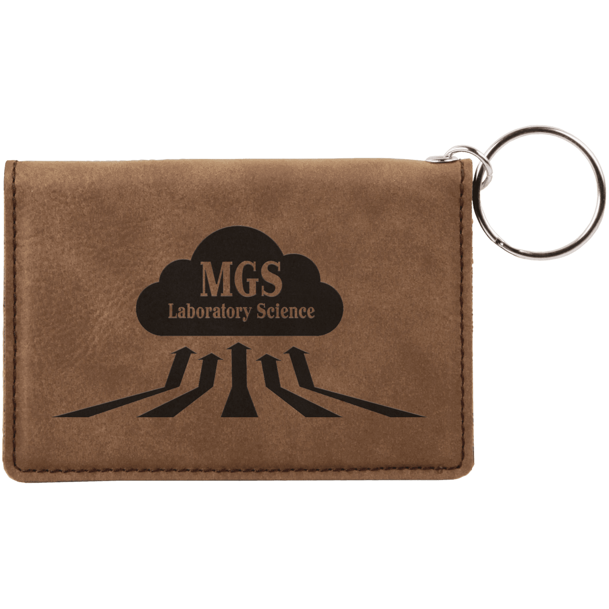 4 1/4" x 3" Dark Brown Laserable Leatherette Keychain ID Holder