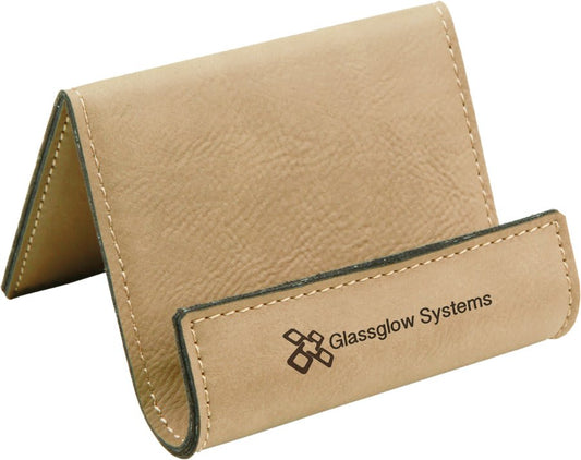 3 1/2" x 2 1/2" Light Brown Laserable Leatherette Holder Easel