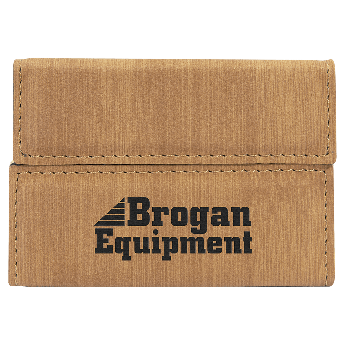3 3/4" x 2 3/4" Bamboo Laserable Leatherette Hard Business Card Holder