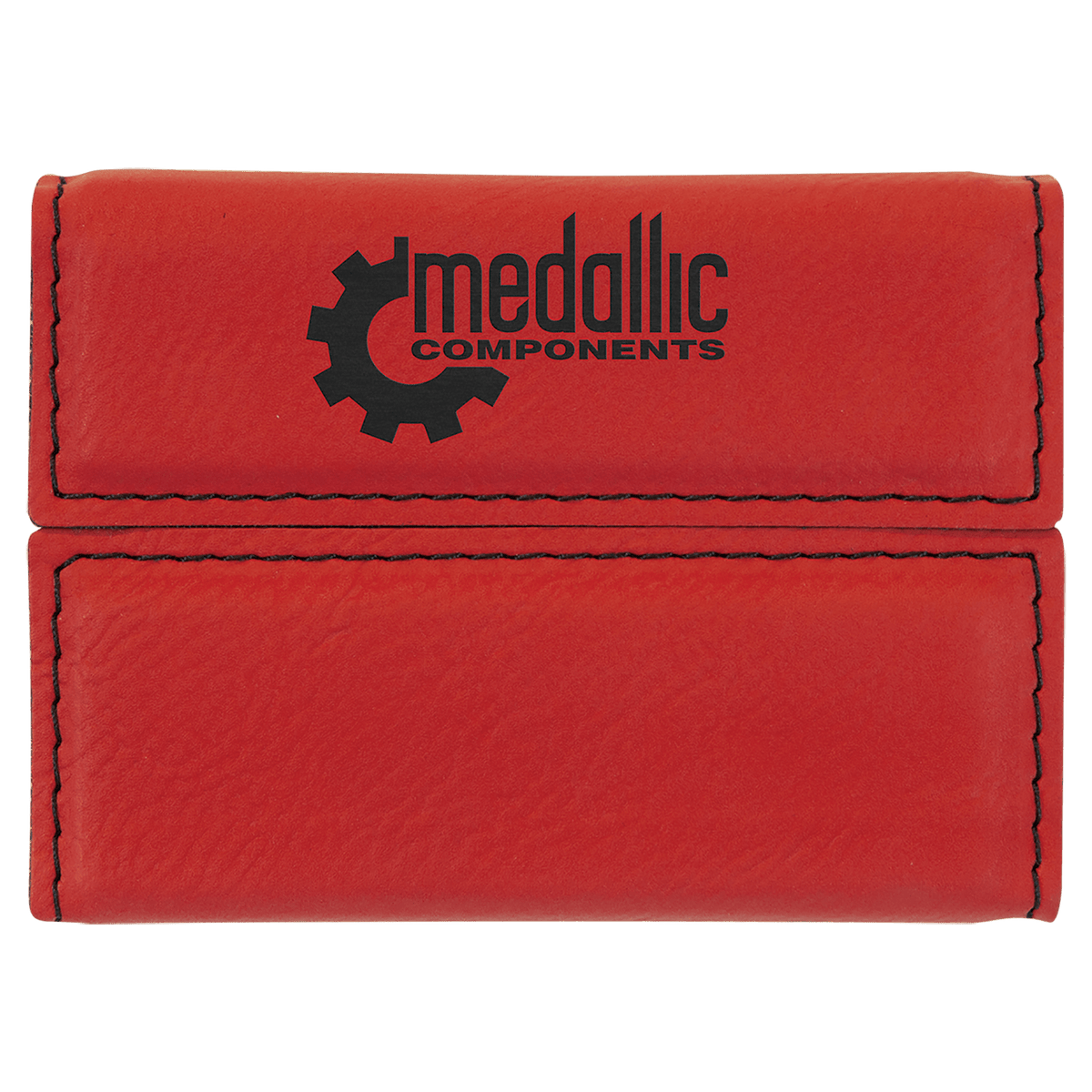 3 3/4" x 2 3/4" Red Laserable Leatherette Hard Business Card Holder