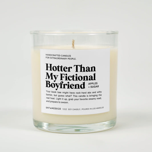 Hotter Than My Fictional Boyfriend Glass Candle