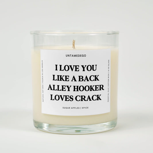 I Love You Like A Back Alley Hooker Loves Crack Funny Glass Candle