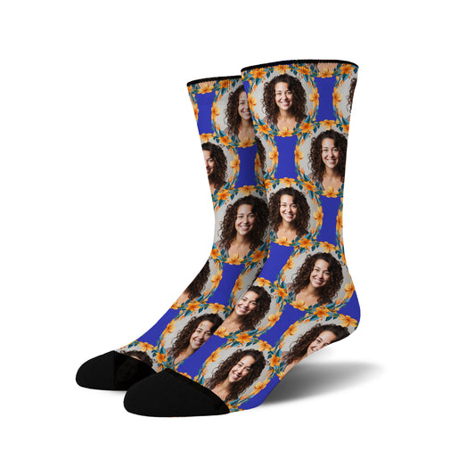 Custom Personalized Photo Flower Socks