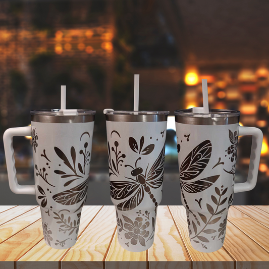 40oz Engraved Dragonfly Tumbler