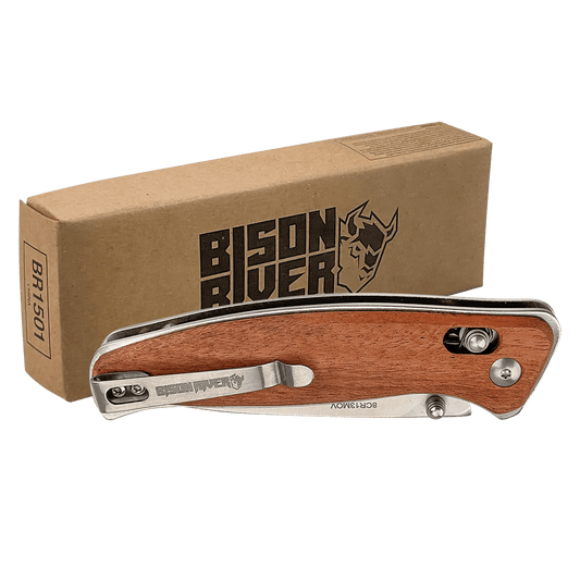 Wood Handle Button Lock Knife