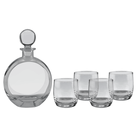 740 ML Polar Camel Round Decanter with 4-10 oz. Round Rocks Glasses-Set of 4