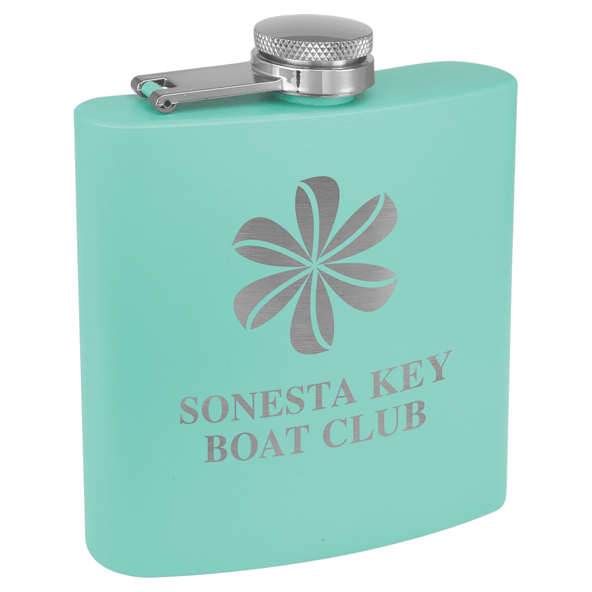 Teal 6 oz. Powder Coated Stainless Steel Flask