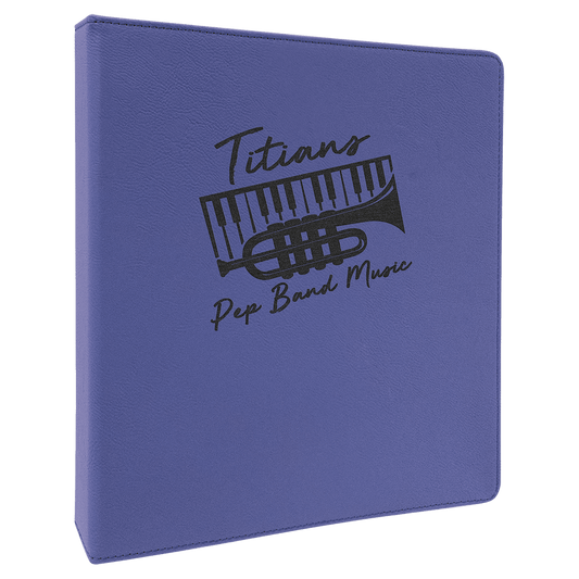 Purple Lasered Leatherette 3-Ring Binder with 1" Slant D Rings