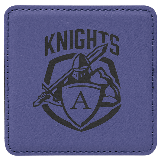 Purple Leatherette Square Coaster