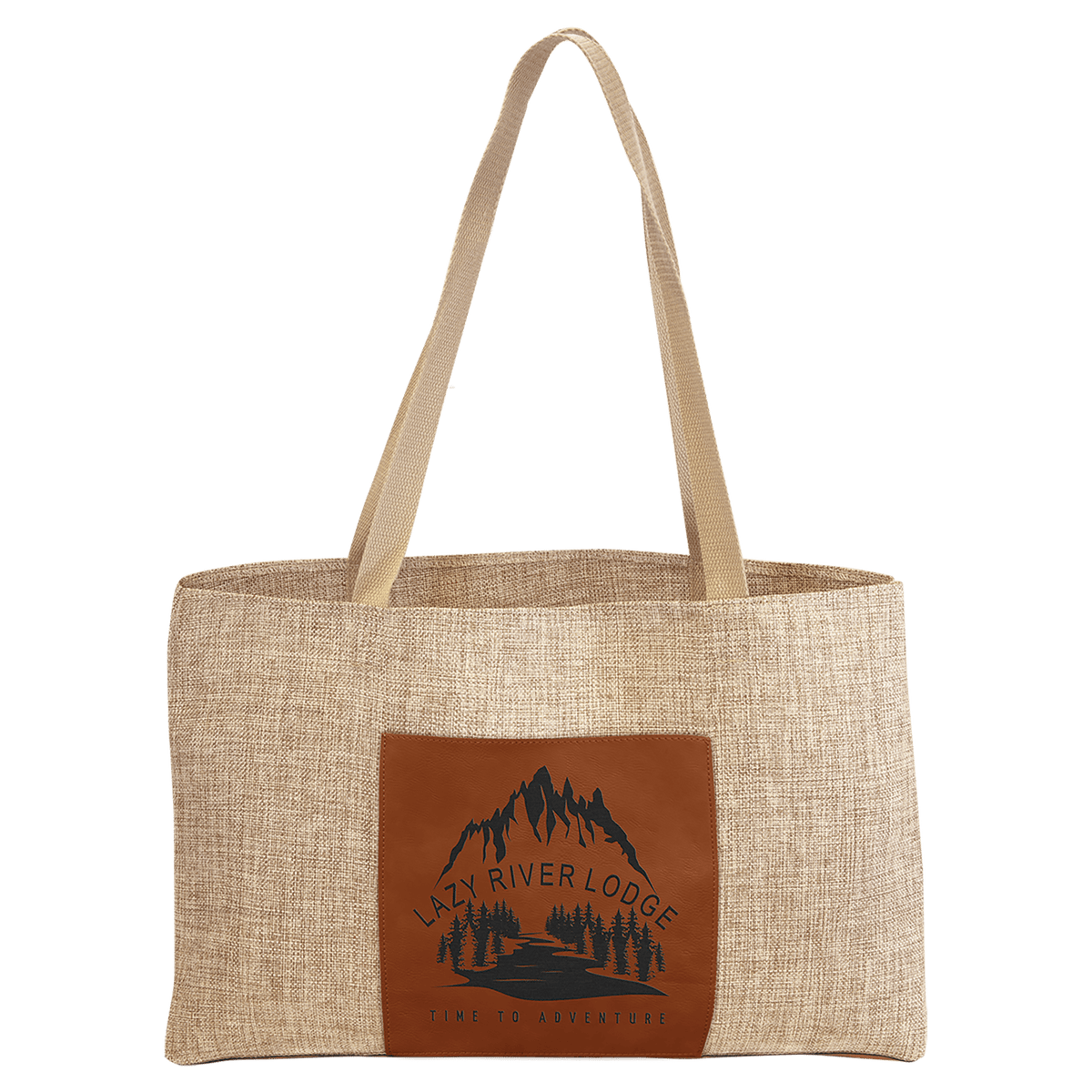 19" x 12" Burlap Bag with 5" Rawhide Laserable Leatherette Gusset