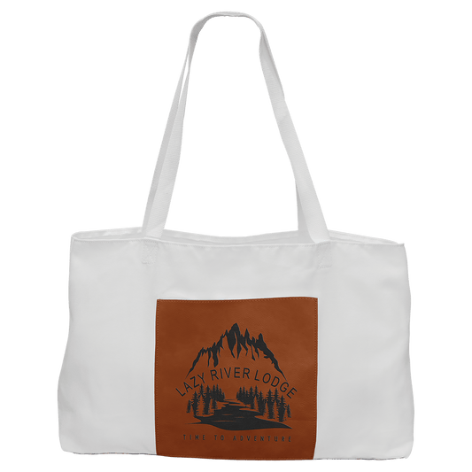 19" x 12" White Bag with 5" Rawhide Laserable Leatherette Gusset