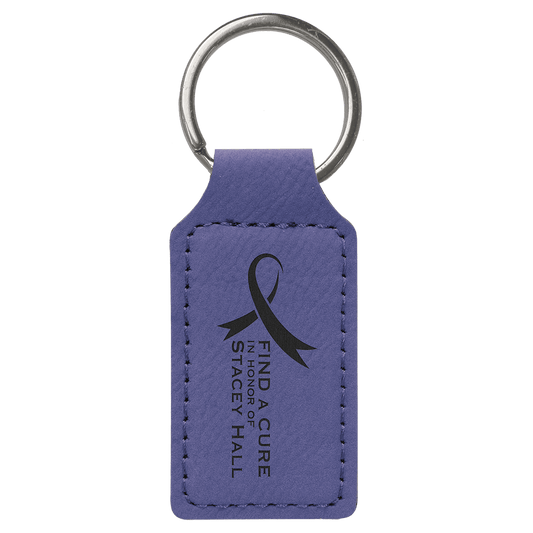 Purple Leatherette Rectangle Keychain