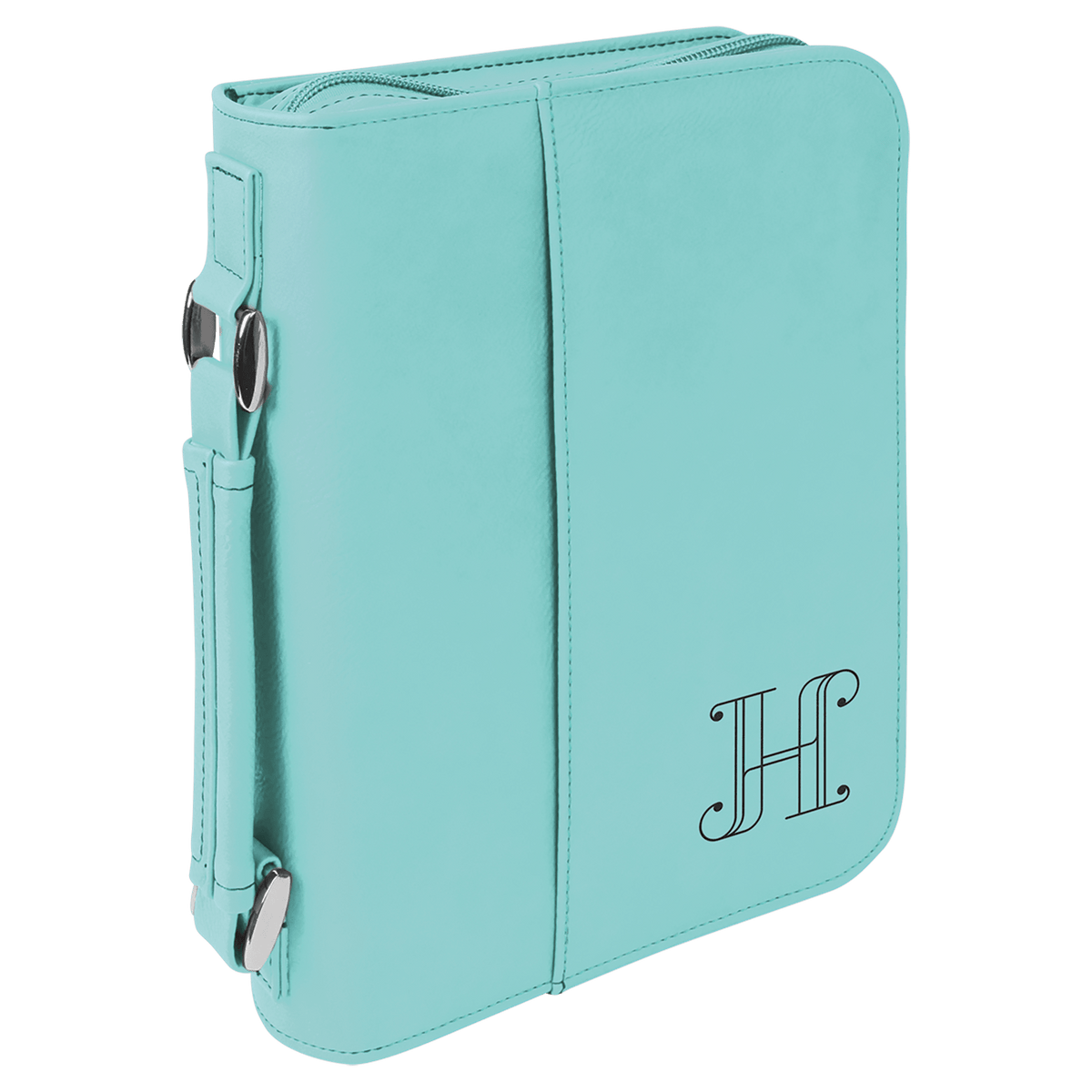 Teal Leatherette Book/Bible Cover with Zipper