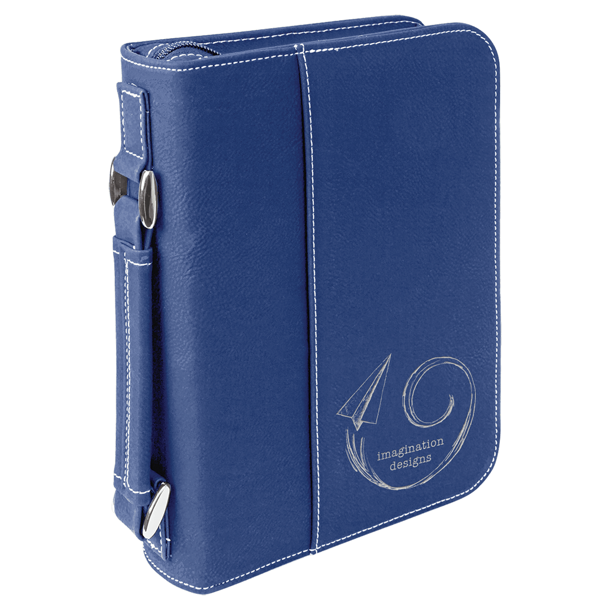 Blue/Silver Leatherette Book/Bible Cover with Zipper