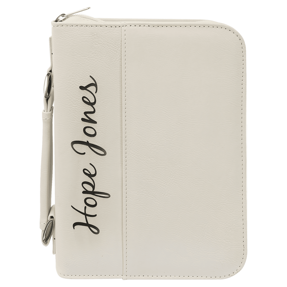 White Leatherette Book/Bible Cover with Zipper