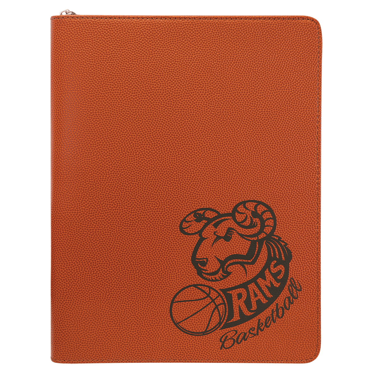 Basketball Leatherette Portfolio with Zipper and Notepad