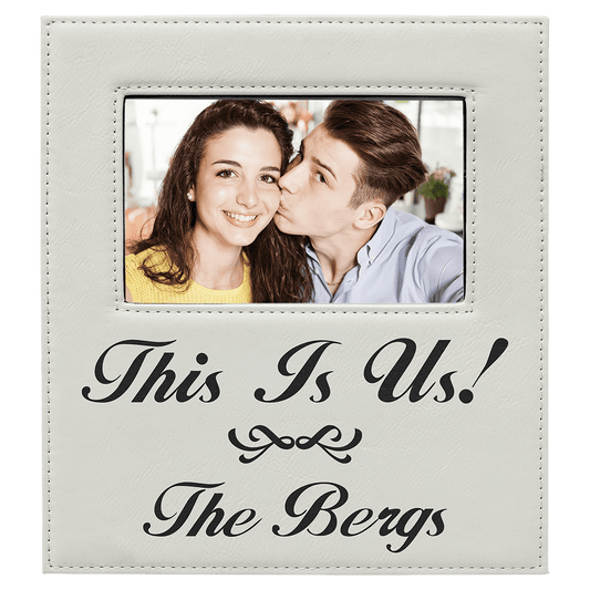 White Leatherette 4x6 Photo Frame with Large Engraving Area