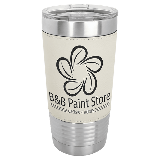 White Leatherette Wrapped Polar Camel Tumbler with Clear Lid