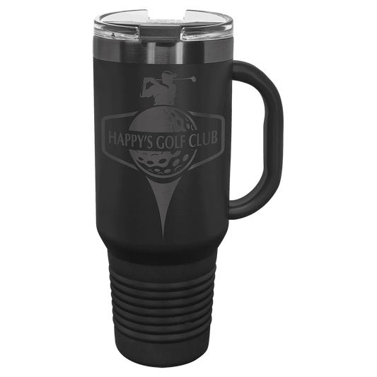 Polar Camel 40 oz. Black/Ghost Black ION-Plated Travel Mug with Straw