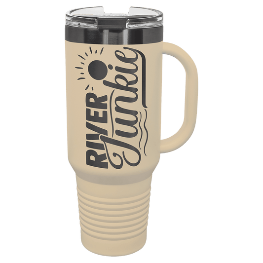 Polar Camel 40 oz. Warm Sand/Ghost Black ION-Plated Travel Mug with Straw