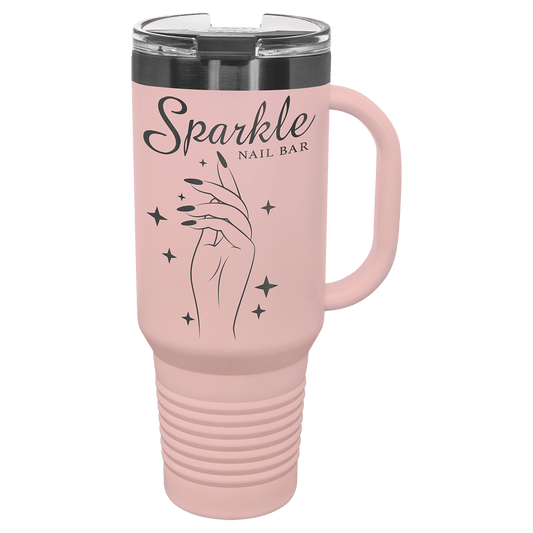 Polar Camel 40 oz. Blush/Ghost Black ION-Plated Travel Mug with Straw