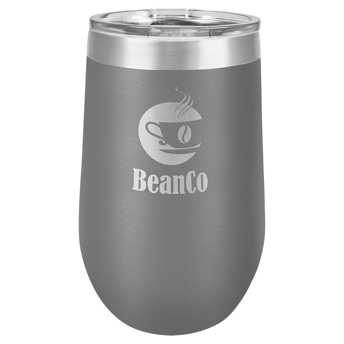 Dark Gray 16 oz. Polar Camel Stemless Tumbler with Clear Lid