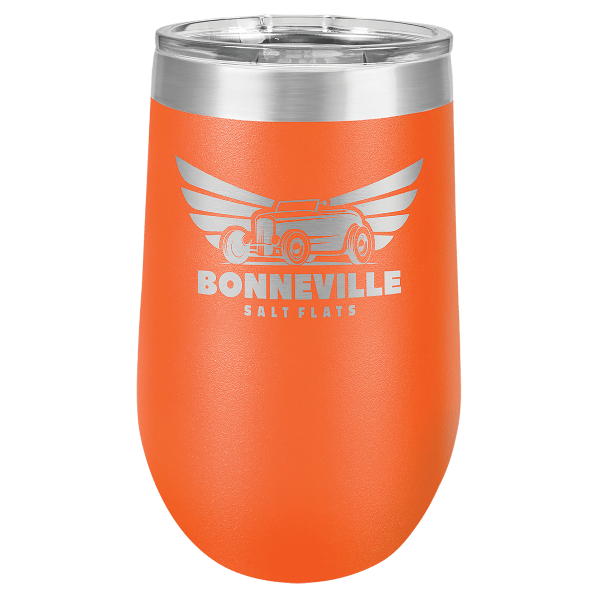 Orange 16 oz. Polar Camel Stemless Tumbler with Clear Lid