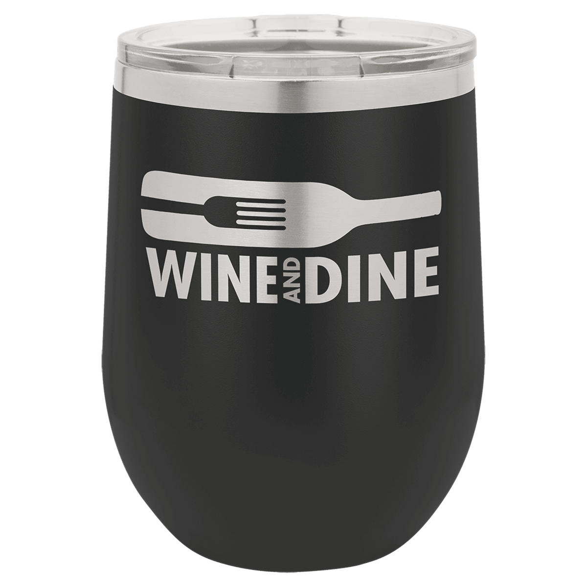 Black 12 oz. Polar Camel Stemless Tumbler with Clear Lid