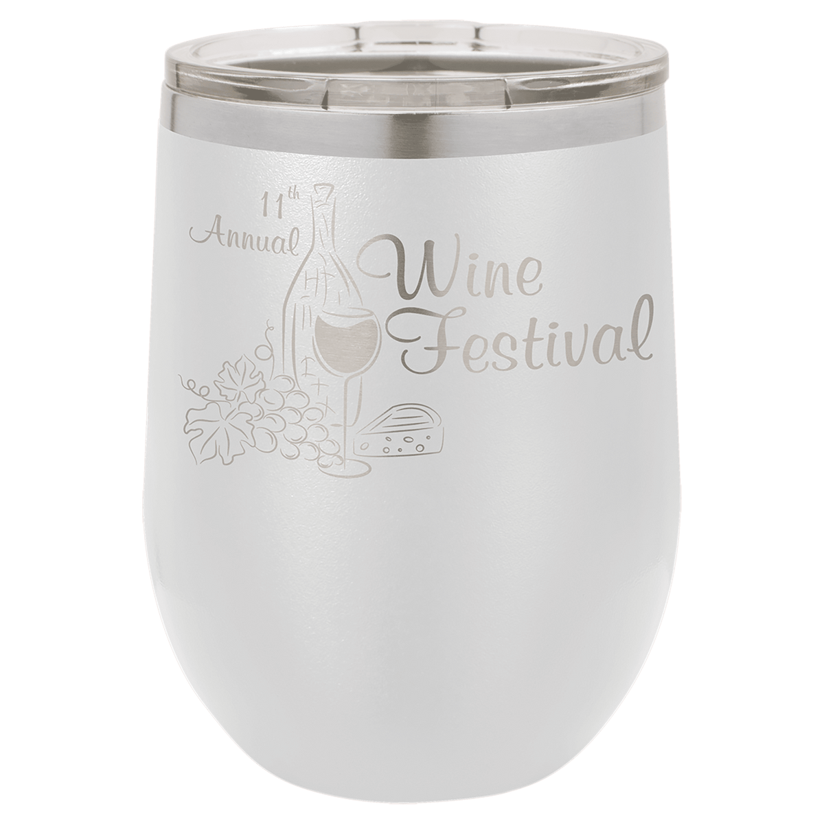 White 12 oz. Polar Camel Stemless Tumbler with Clear Lid