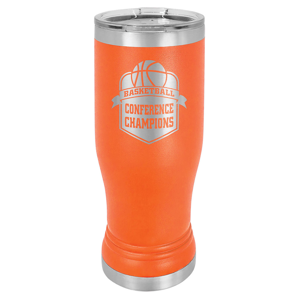 Orange Polar Camel 14 oz. Pilsner with Clear Lid