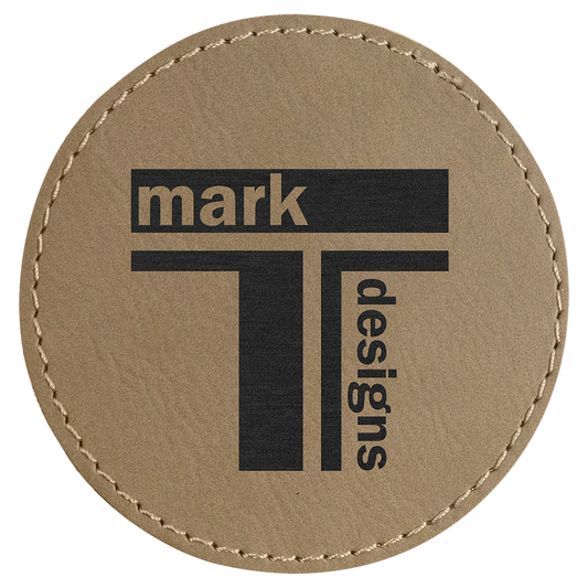 3" Round Light Brown Laserable Leatherette Patch with Adhesive