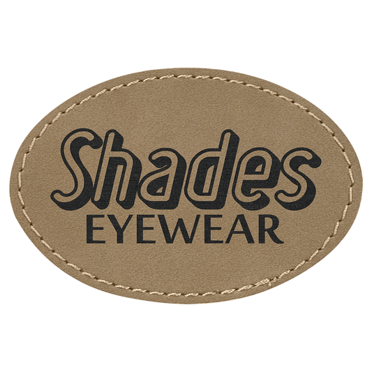 3" x 2" Oval Light Brown Laserable Leatherette Patch with Adhesive