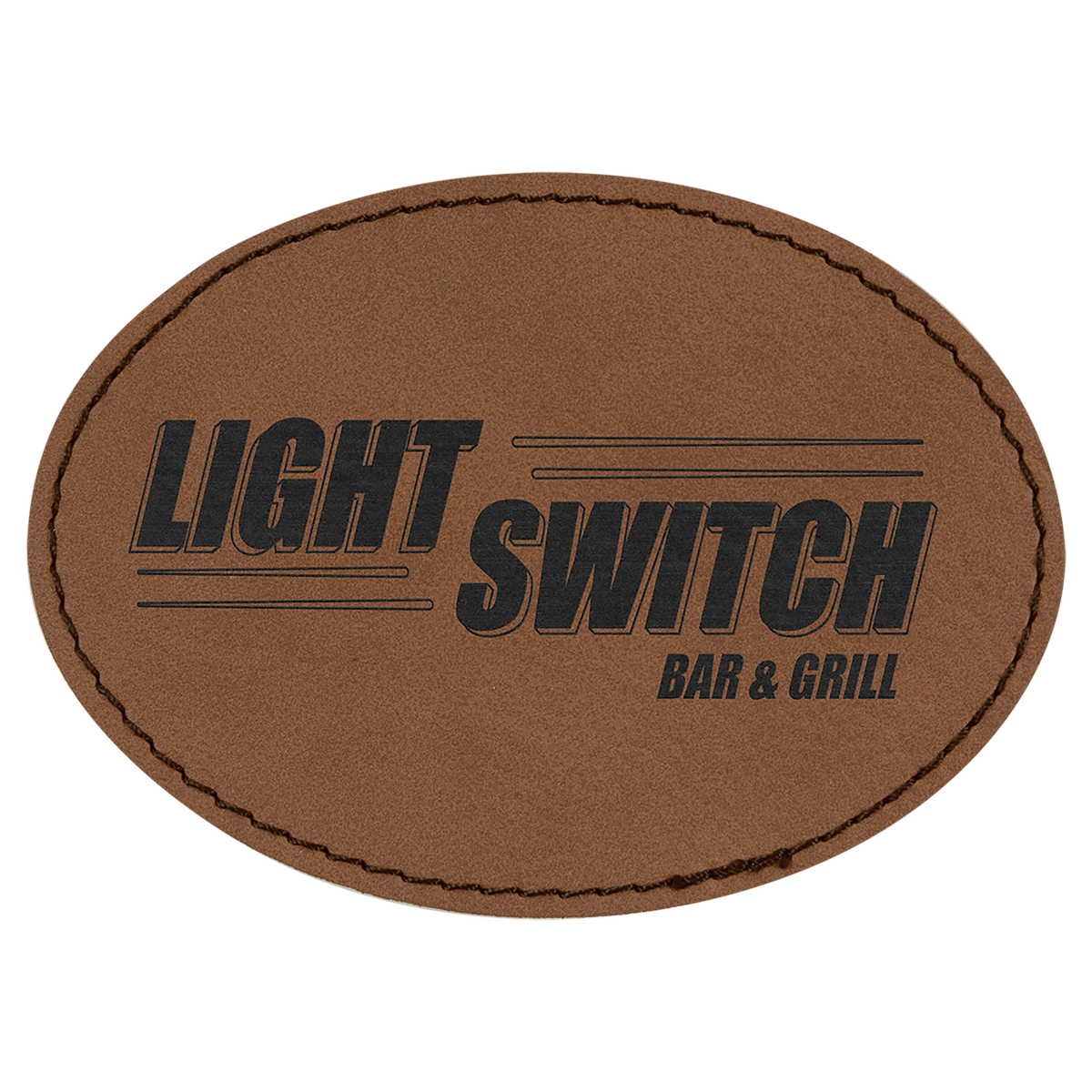 3 1/2" x 2 1/2" Dark Brown Laserable Leatherette Oval Patch with Adhesive