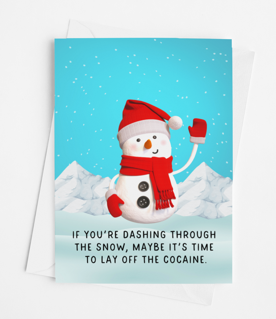 Dashing Through the Snow Card | Funny Christmas Snowman Holiday Card